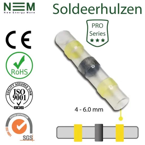 Waterdichte SoldeerHulzen Geel Geschikt voor kabels van 4 - 6.0 mm