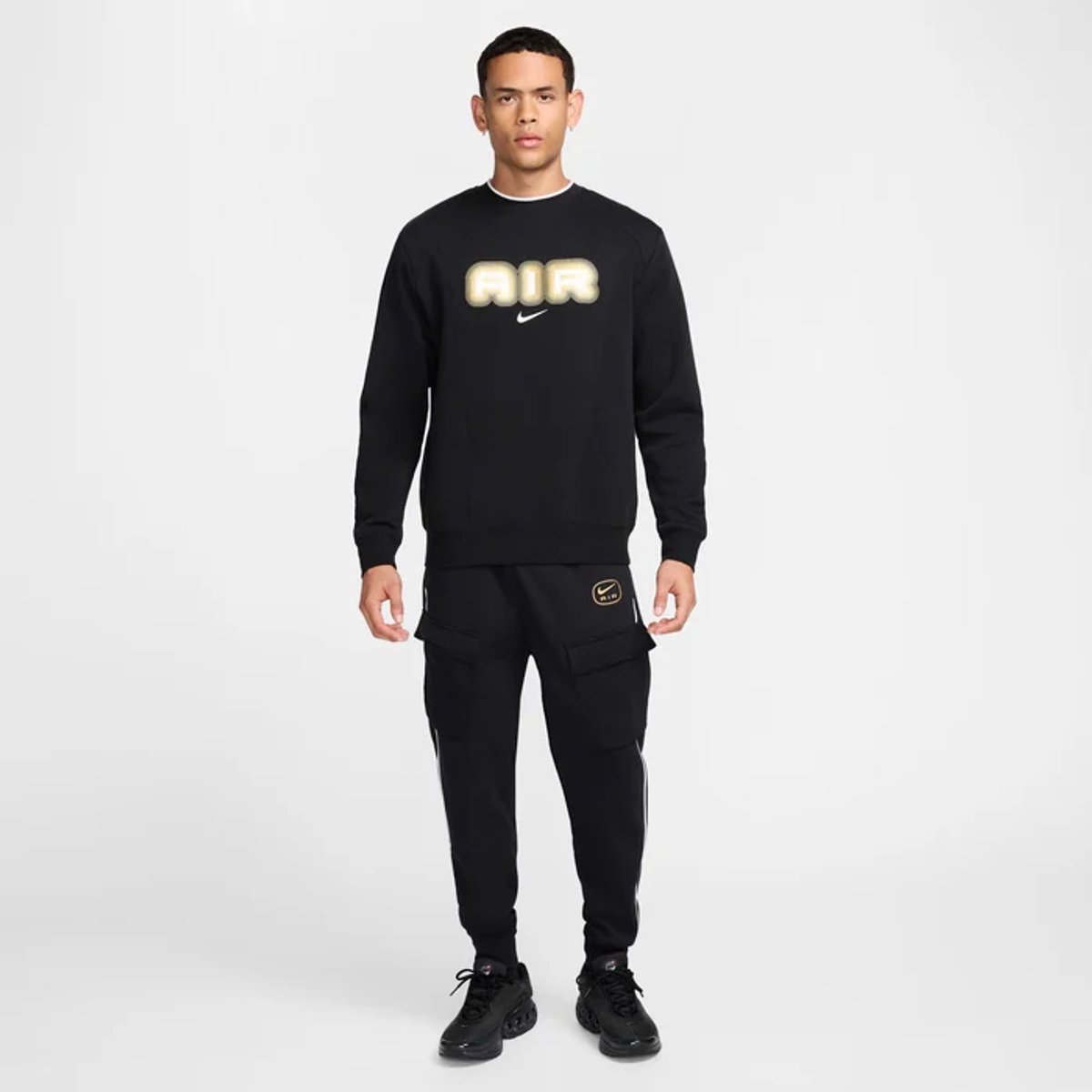 Nike Sportswear Swoosh Air Fleece Sweatshirt Trui Unisex XXL Zwart