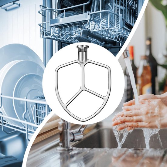 Platte Klopper - Mengaccessoire Mixer - Bakken Deeg - Roestvrij Staal - 5-6 Quart van Merkloos — afbeelding 5