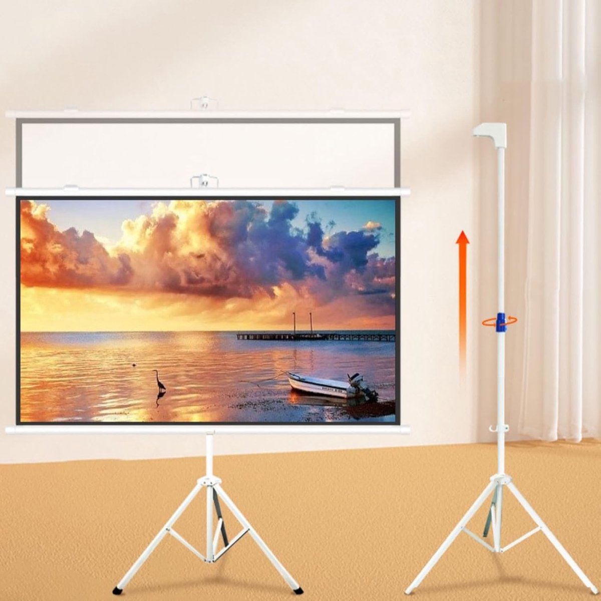 Projectiescherm met standaard - Intrekbaar scherm - Thuisbioscoop films - Wand of staand - 50 inch 16:9