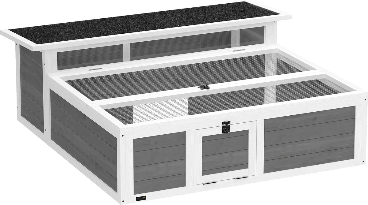 PawHut Schildpaddenhuis - Vurenhout - 113 x 106,5 x 44,5 cm - Donkergrijs