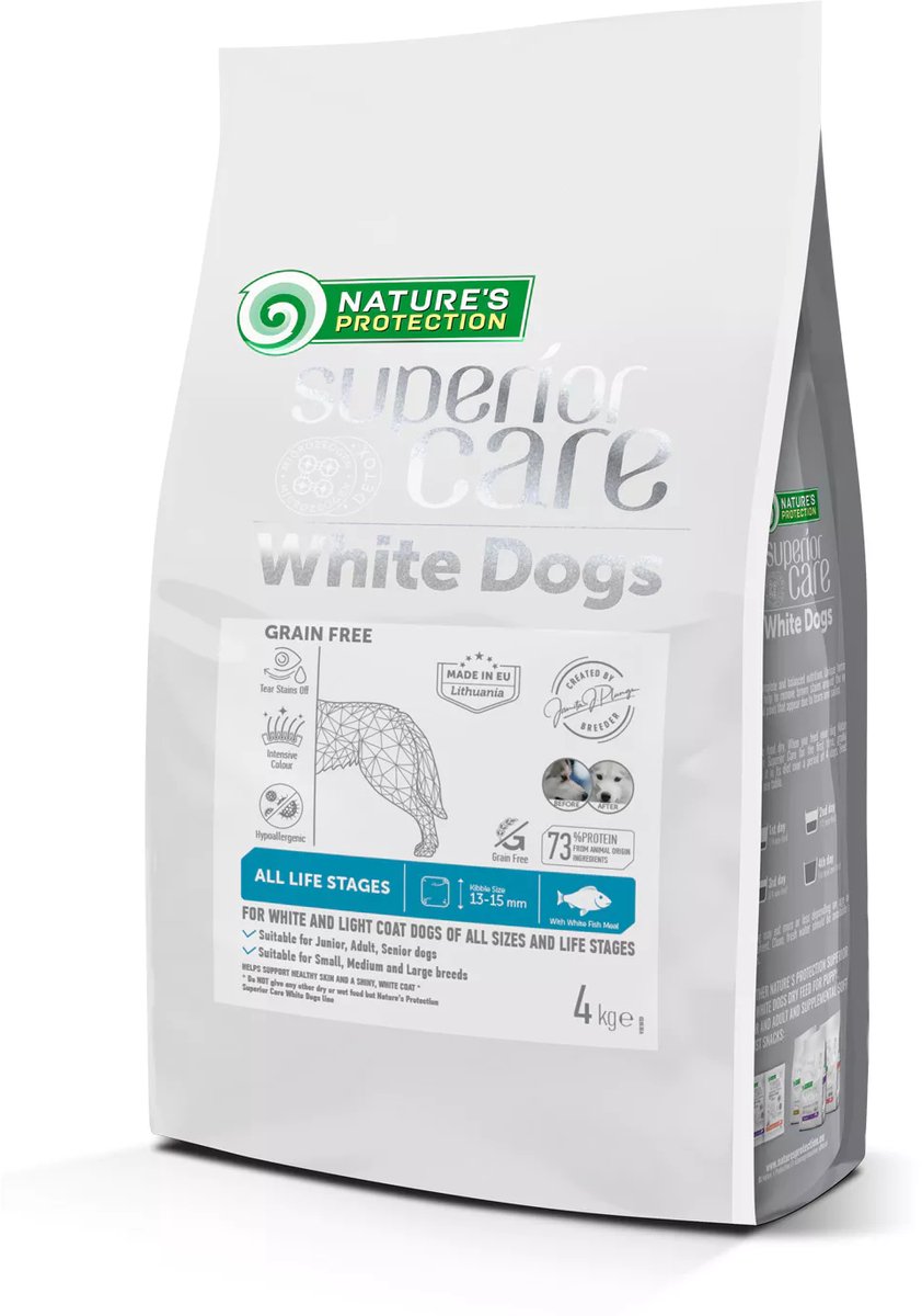 Nature's Protection Nature's Protection Superior Care - witte hond - alle rassen - volwassen - graanvrij met witte vis - 4kg