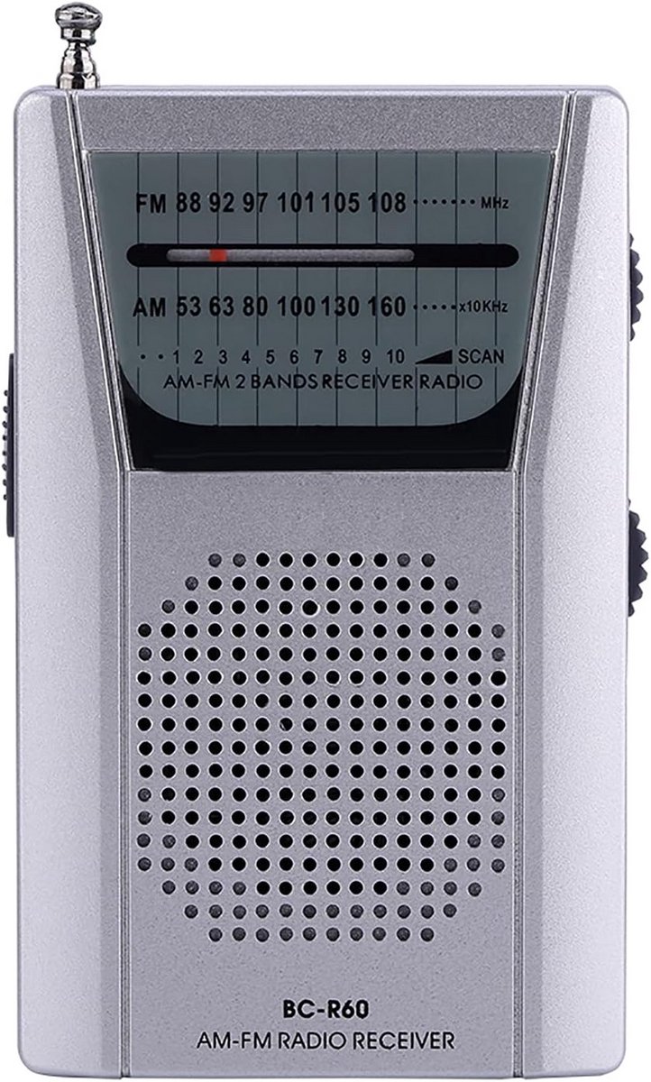 Draagbare Radio - Mini Radio - Luisteren Onderweg - Ingebouwde Luidspreker - Lichtgewicht Formaat - Zilver