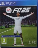 PS4 FC25 gamecover met speler in wit shirt met 'Emirates Fly Better' op groen veld.