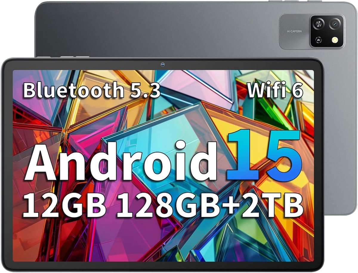 Android Tablet - 10 Inch Tablet - Entertainment Werk - 12GB RAM 128GB Opslag - 24x17x0.8 cm - zwart