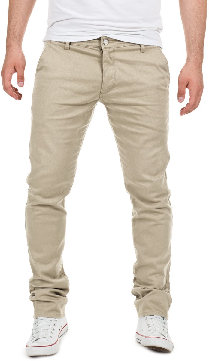 Yazubi Heren Chino Broek Dustin – Slim Fit – Katoen Stretch – Beige – 5-pocket