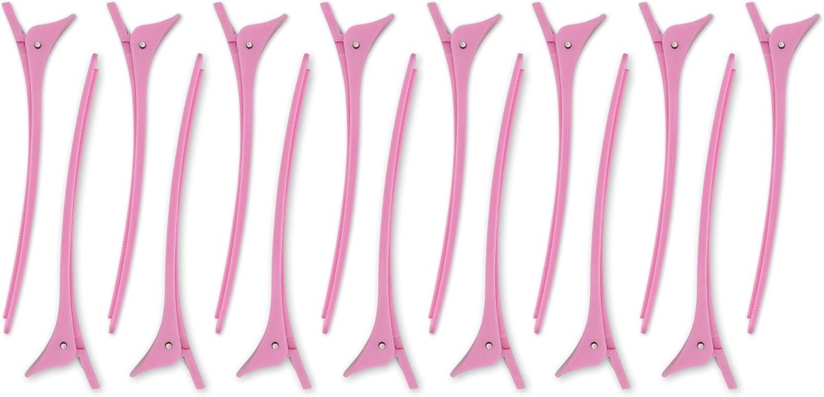 Haarspelden Set - Kappersclips - Haar Styling - Microribbels voor Grip - 15 Stuks - Roze
