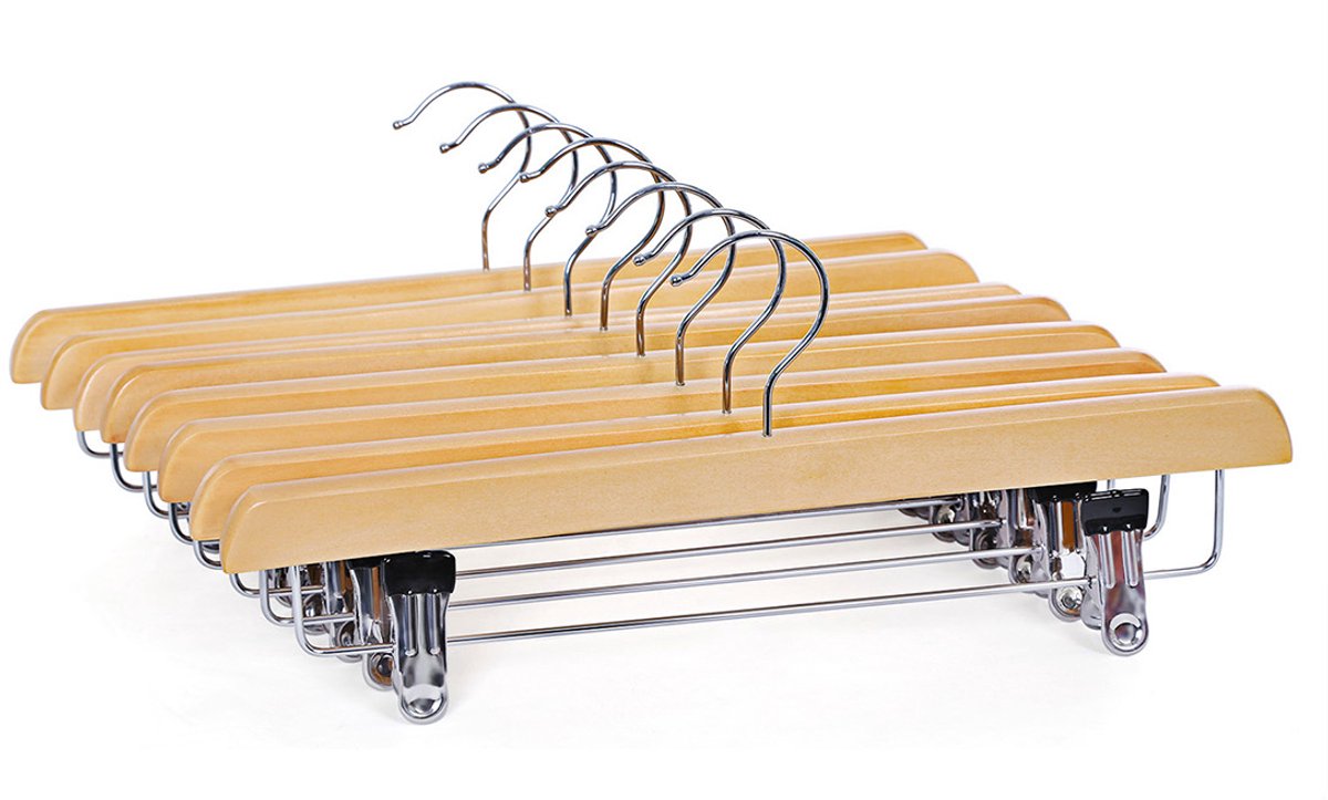 Hoppa! - Houten broekhangers - kleerhangers - kledinghangers - 35,5 cm - slipvast - 8 stuks