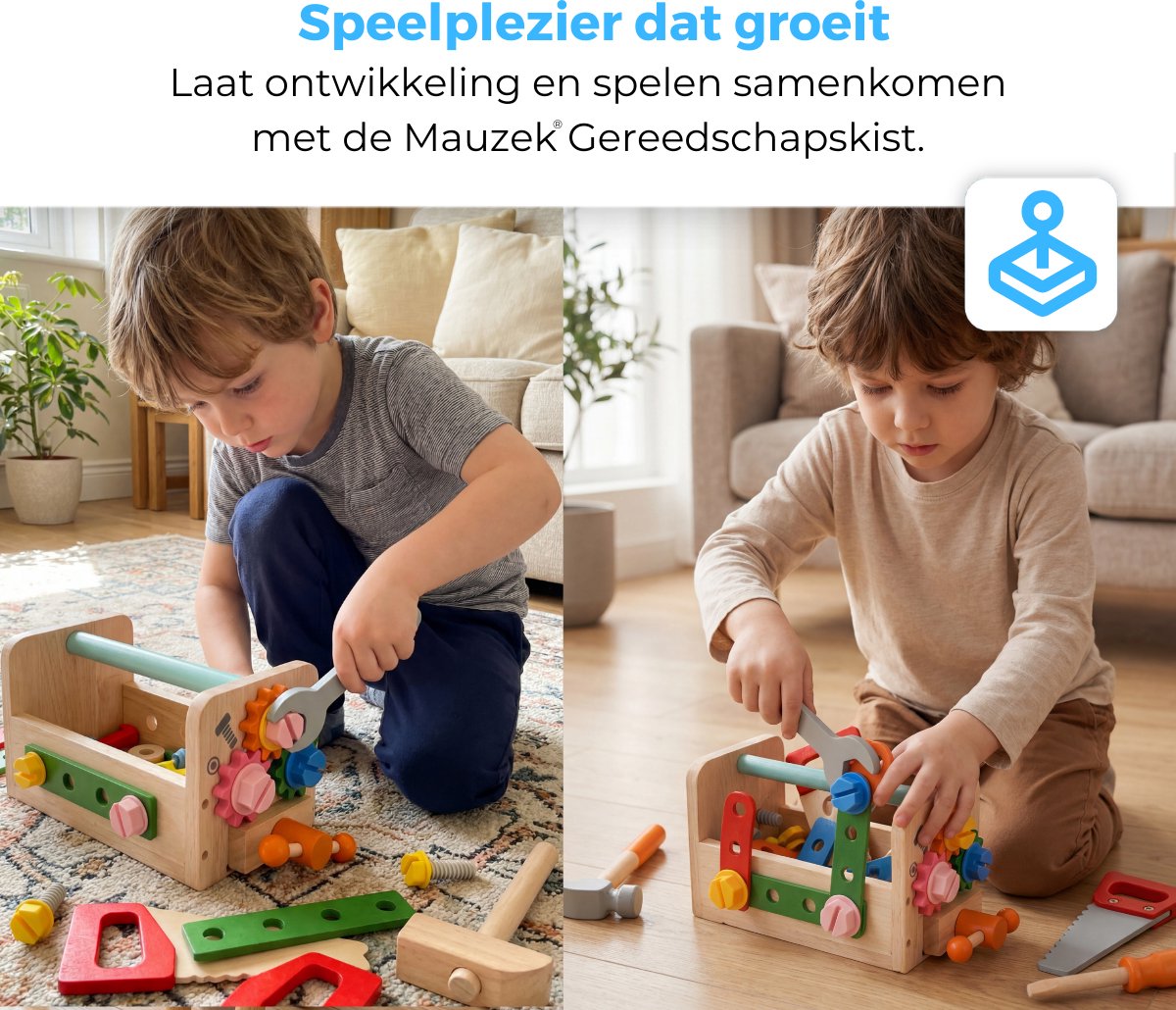 Mauzek® Speelgoed Gereedschapskist - Montessori speelgoed - 37-delig - Kinder gereedschap - Houten speelgoed - Werkbank speelgoed - Educatief speelgoed - Sensorisch speelgoed - Kleuter speelgoed - Jongens speelgoed - 3 jaar - 4 jaar - 5 jaar - 6 jaar — afbeelding 6