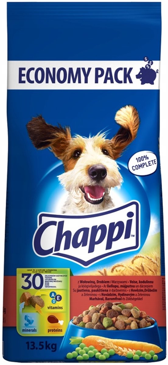 CHAPPI Chappi - Droogvoer voor Honden - Rund, Gevogelte en Groenten - 13,5 kg