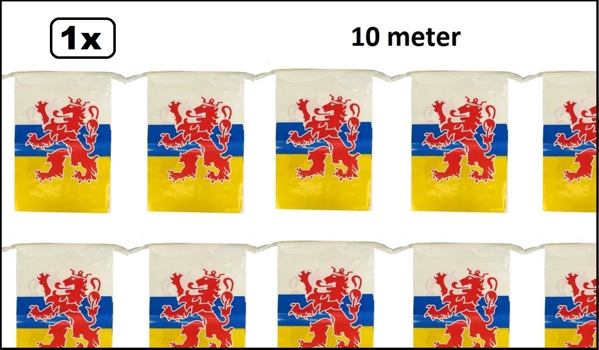 Mega Vlaggenlijn Limburg rechthoekig 10 meter - 25cm x 35 cm - Carnaval thema feest festival party
