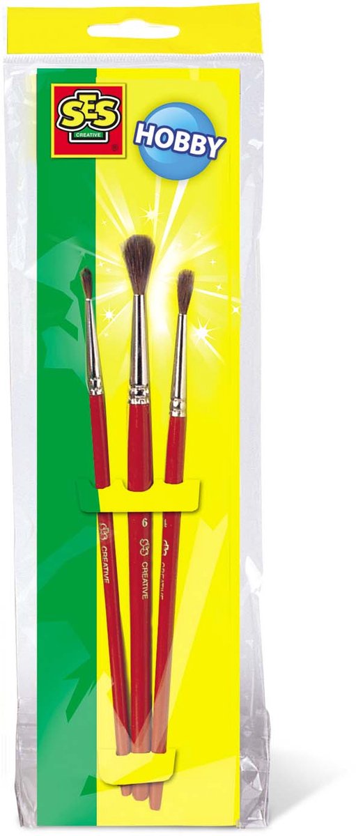 SES Creatieve Ronde Penseelset - 3 stuks, 15 cm
