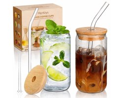 Montzys® Latte Macchiato Glazen - 2 Stuks - Koffie Drinkbeker 500ML - Koffiebeker - Cocktail & Ijskoffie Glas - Theemok - Inclusief Glazen Rietjes & Mixers