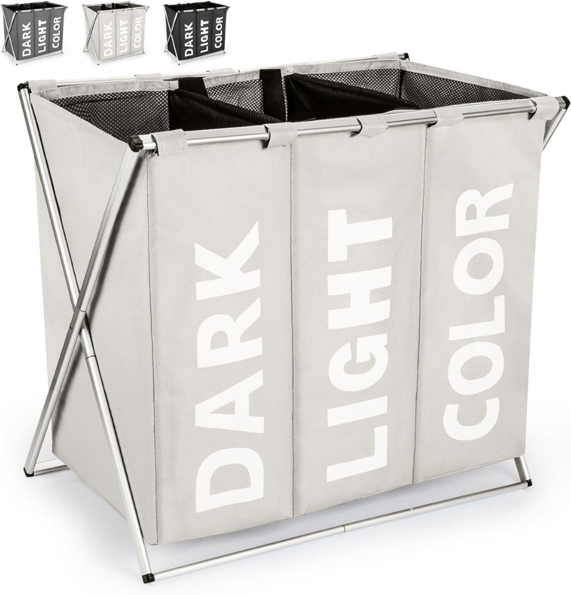 CLVP® Wassorteerder 3 Vaken - Wasmand - Wassorteerder - Lichtgrijs