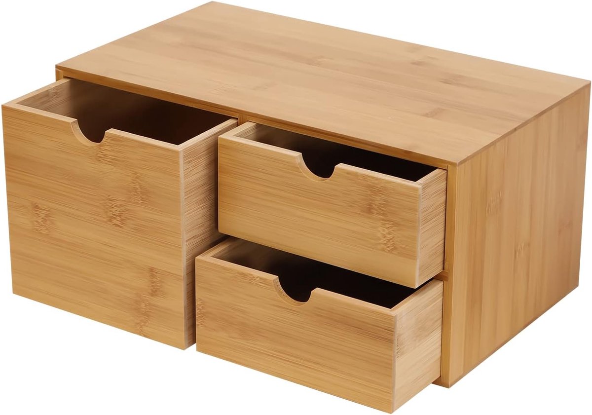 Bureau Organizer - Lade Opberger - Bureau Thuis - Drie Lades - 33 x 19 x 16 - Houtkleur