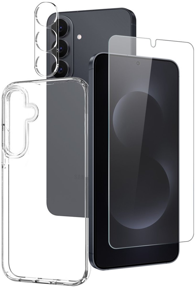 NORTHJO 3-in-1 Set voor Geschikt voor Samsung Galaxy S26 Plus - TPU Backcover hoesje + Screenprotector + Lens