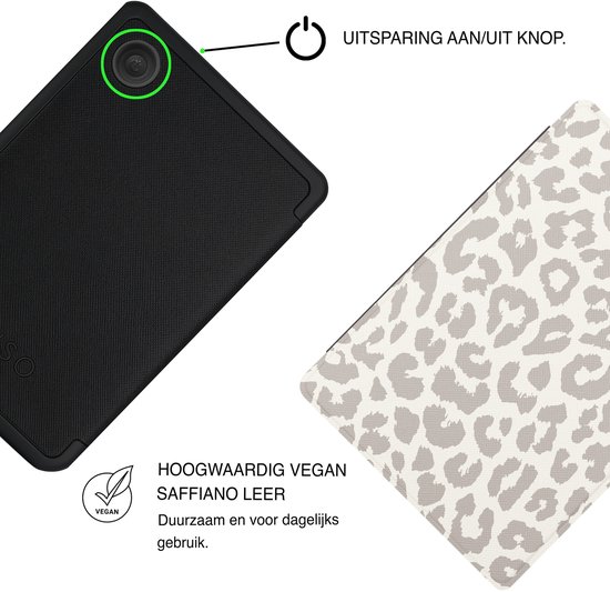 Lunso Geschikt voor Kobo Clara BW / Clara Colour hoesje (6 inch) - Vegan Saffiano Leren Sleep Cover - Calm Serengeti van Merkloos — afbeelding 2