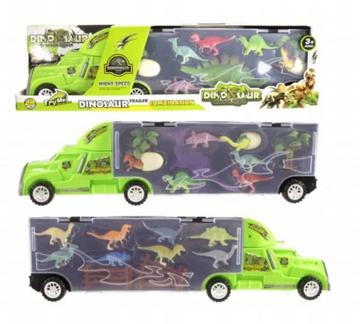 Vrachtauto met dinosaurussen 47 cm groot