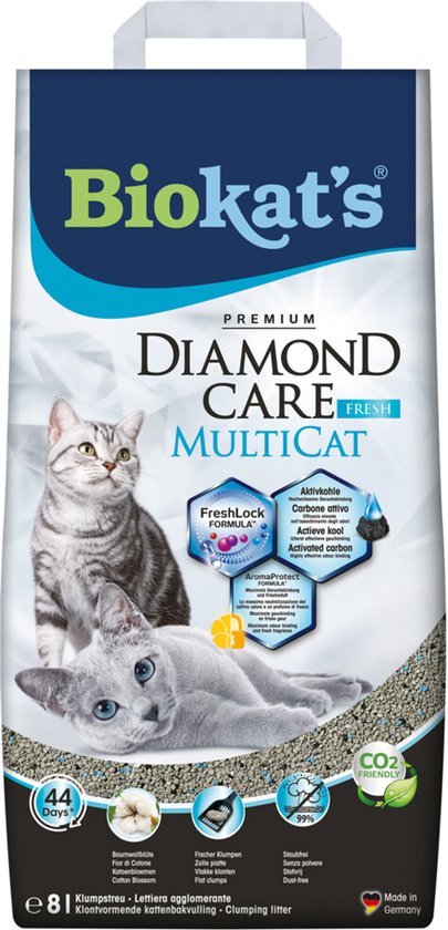 Biokat's Kattenbakvulling Diamond Care MultiCat Fresh - 2 x 8 liter - Voordeelverpakking