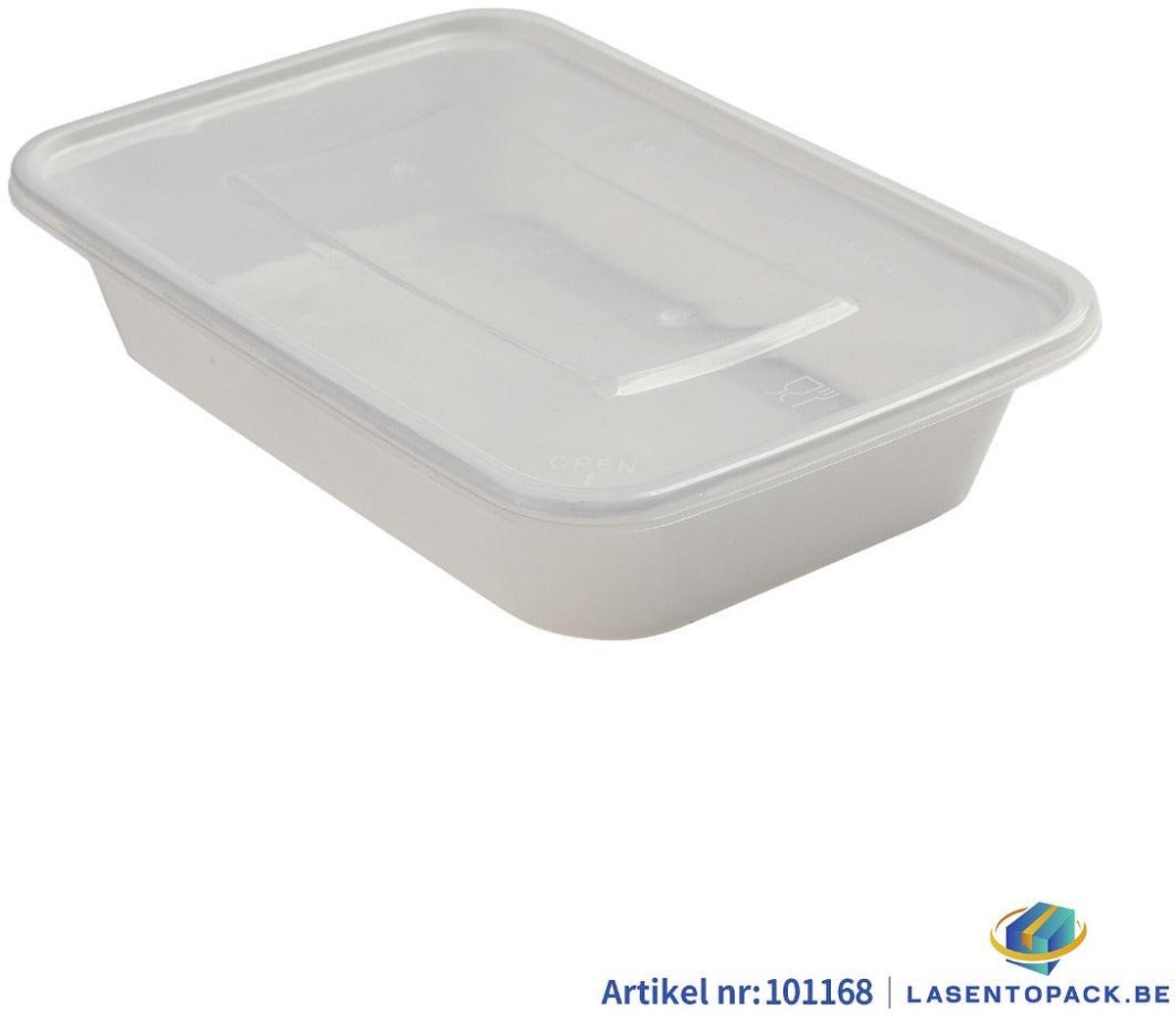 Magnetron bakjes met deksel 500ML - 100 stuks Mealprep / Maaltijd bakjes - Vershoudbakjes - Plastic bakjes - Diepvriesbakjes - Vaatwasbestendig - Wit - Recyclebaar - Magnetronbakje - Microgolf - Food container with lid
