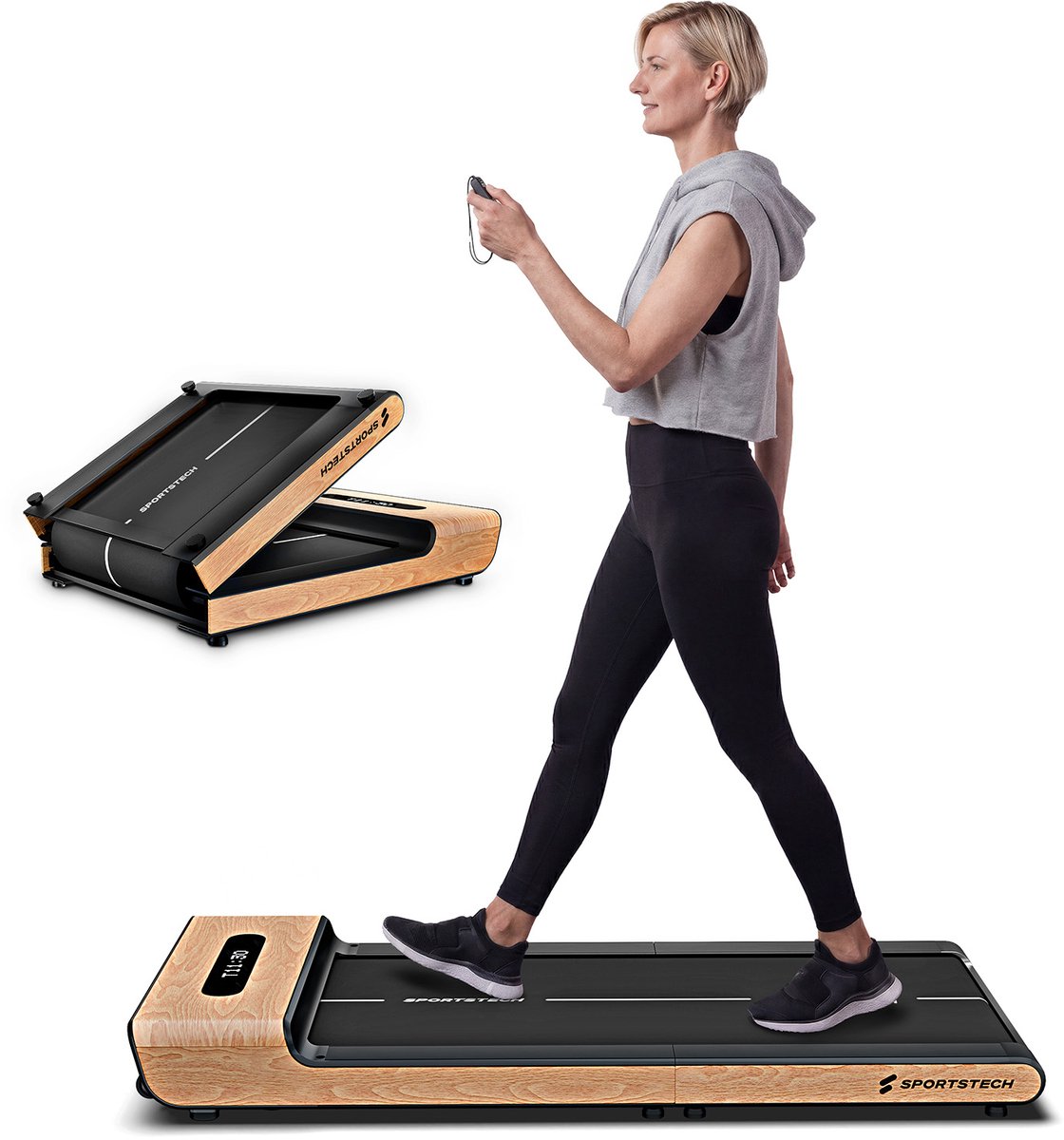 WoodPad Pro_LWD inklapbare loopband hout, tot 8 km/u, 120 kg