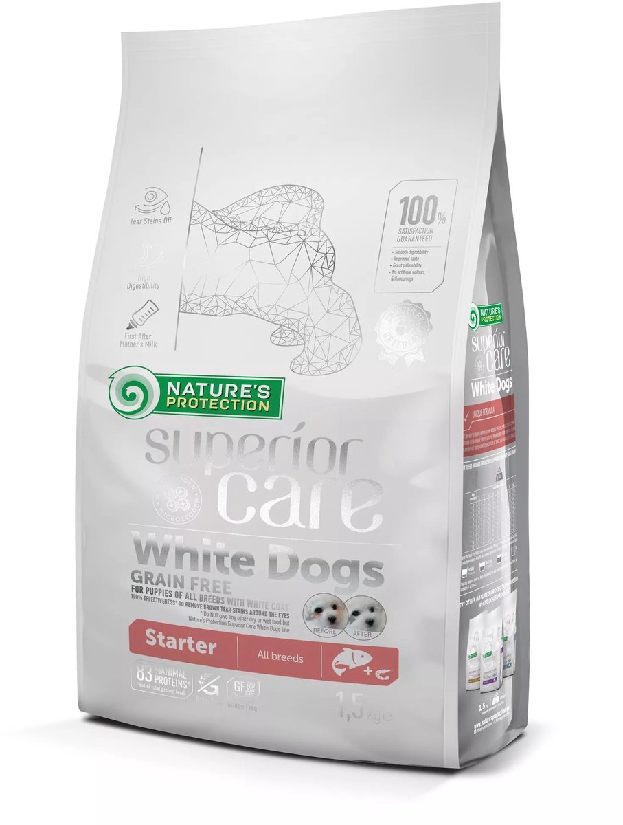 NP SC Nature's Protection Superior Care - witte hond - alle rassen - Puppy STARTER - graanvrij met zalm - 1,5kg