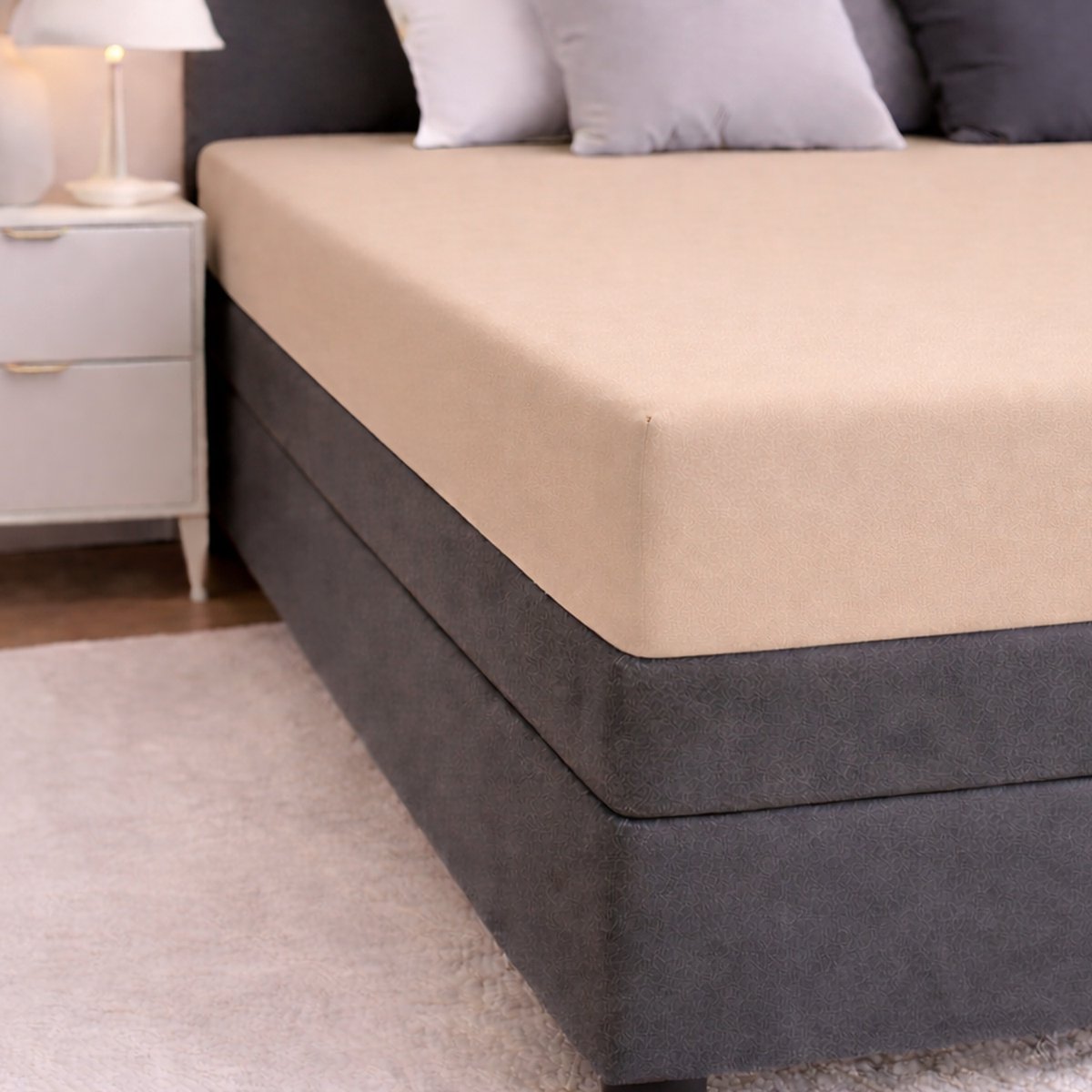 24-Bedding - Jersey Hoeslaken - 100% katoen - 2 persoons - 140x220 cm - Zand - 30 cm