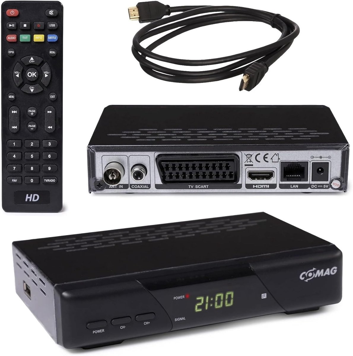 Digitale Ontvanger - HDTV Mediabox - Televisie Kijken - PVR Ready Mediaspeler - 17 x 13 cm - Zwart