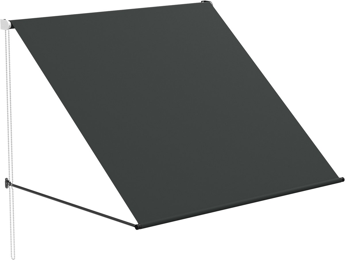 Knikarmscherm - Met Neerklapbare Armen - Intrekbaar - Met Koord - Aluminium Steunstang - Balkonzonwering - Voor Ramen, Terras En Balkon - 150x145 cm - Antraciet - NAIZY
