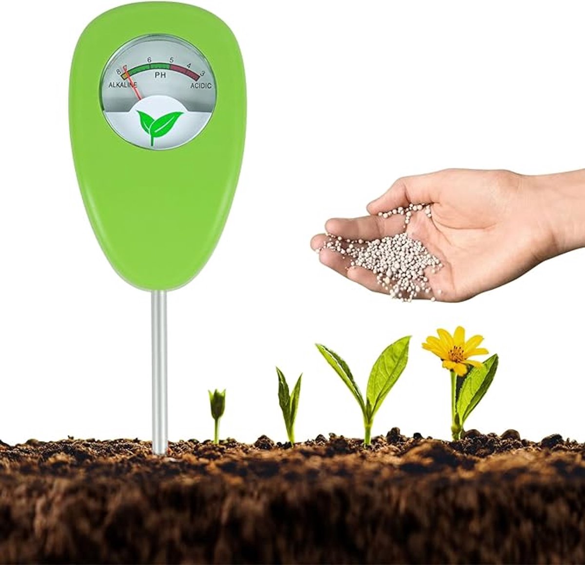 Bodem pH-tester, Bodem pH-meter, Precieze Bodem pH-detector voor Planten, Bloempotten, Tuin, Gazons, Boerderij (Geen batterijen nodig)