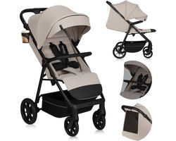 Lionelo Iva - Wandelwagen & Buggy Premium - 6 maanden 4 jaar (tot 22 kg) - 360° Zwenkwielen met Vering - Magnetische Gordel - XXL Zonnekap UPF50 - Verstelbare Rugleuning, Voetsteun & Duwbeugel - Grote Boodschappenmand - Stad & Terrein - Kinderwagen