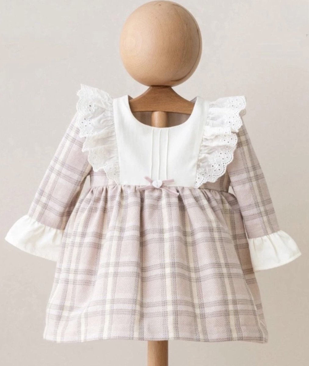 Baby meisjes jurkje Roze geruit, verkrijgbaar in de maten 68 t/m 92