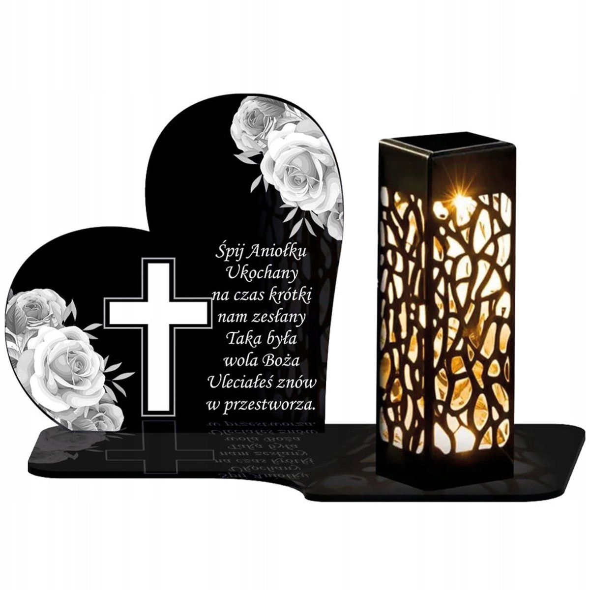 Plexido Statuette Serie - Zonnekaars XL - Hart en Kruis - 19 cm - Zwart