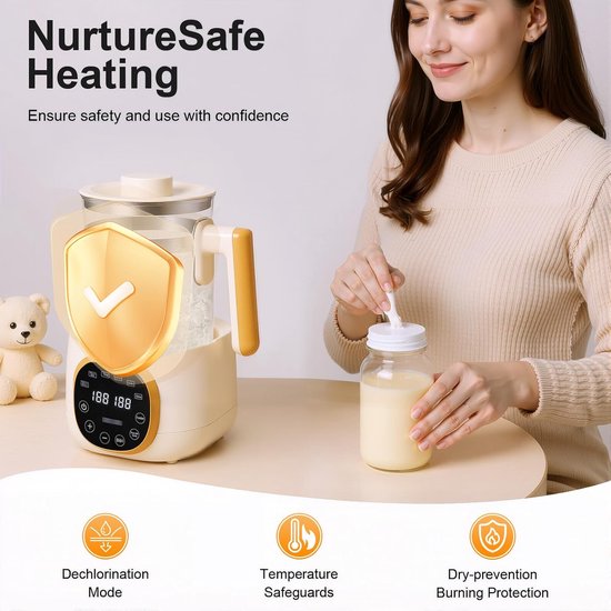 Baby Fles Verwarmer - Melk Bereider - Voeding Warm Houden - Instelbare Temperatuur - 1.3 Liter - Wit — afbeelding 5