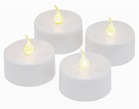 Sirius Lone LED Theelichtjes – Set van 4 – Wit – Ø3,5x1,8 cm – Realistische Vlam – Batterij