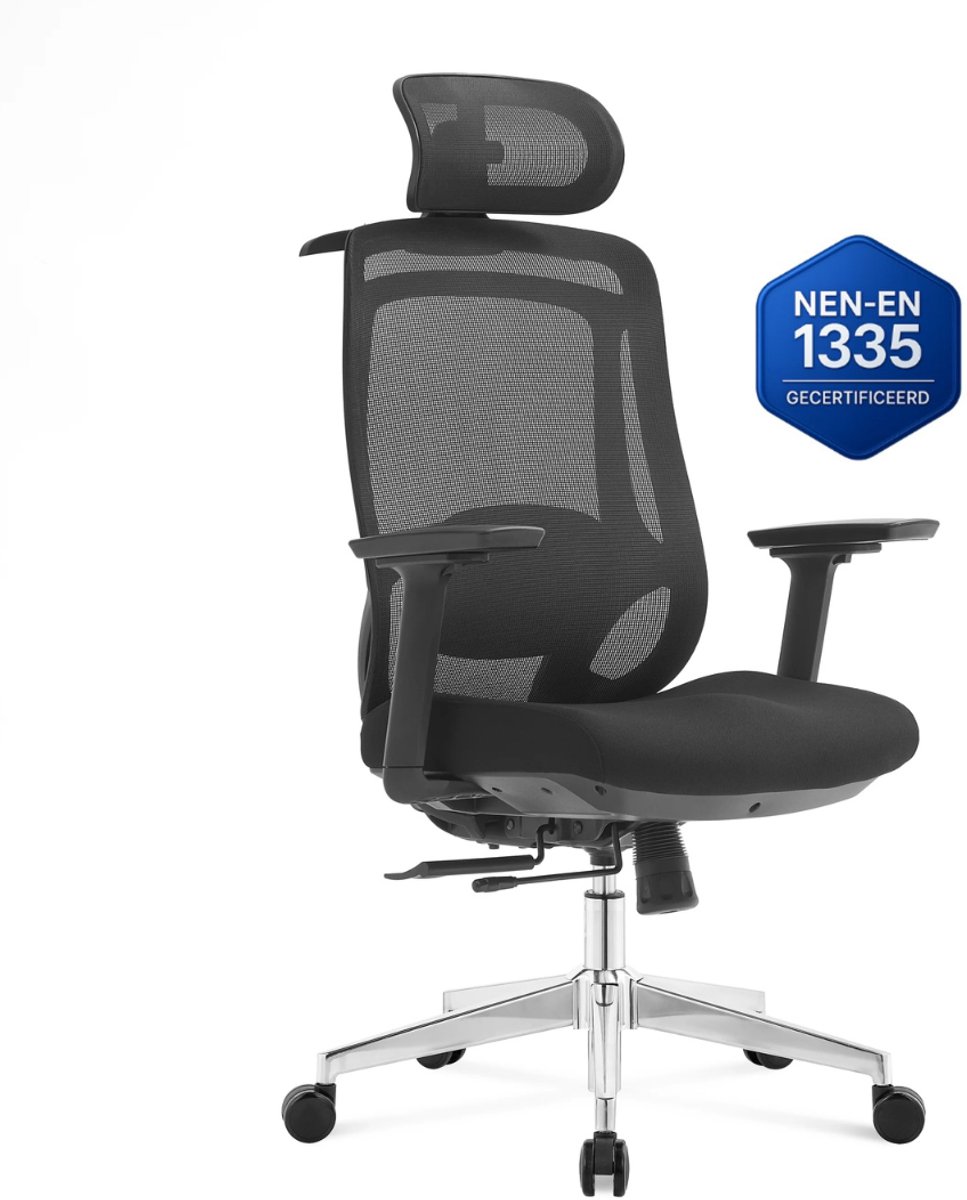 OfficeSense OS120 Ergonomische Bureaustoel – Mesh Kantoorstoel – NEN1335 – Kantelbaar – Lendensteun – Volwassenen – Zwart – Comfort Design van OfficeSense