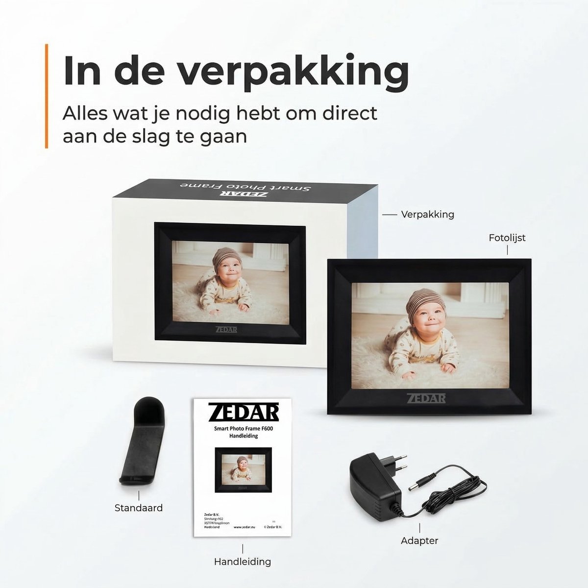 Zedar Digitale fotolijst met WiFi en Frameo App - Fotokader - 15.6 inch thumbnail 5