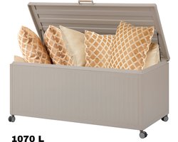 Hesperide Luxe Opbergbox - Premium - 1070L - Tuinkussenbox - Soft Close - Waterdicht - 182.2x89.4x78cm - Met Deksel - Beige - Kussenbox - Tuin - met Wieltjes - Buiten - EDENIO