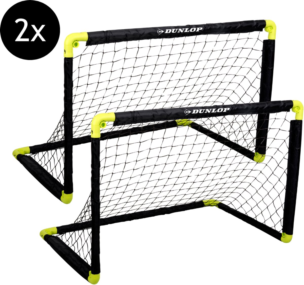 Dunlop Voetbaldoelen Set van 2 - Voetbalgoal 90 x 59 x 61 cm - Opvouwbaar - Makkelijk op te Bergen - Voetbal Training Doel voor Kinderen en Volwassenen - Kunststof - Zwart/Geel