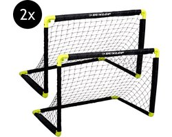 Dunlop Voetbaldoelen Set van 2 - Voetbalgoal 90 x 59 x 61 cm - Opvouwbaar - Makkelijk op te Bergen - Voetbal Training Doel voor Kinderen en Volwassenen - Kunststof - Zwart/Geel