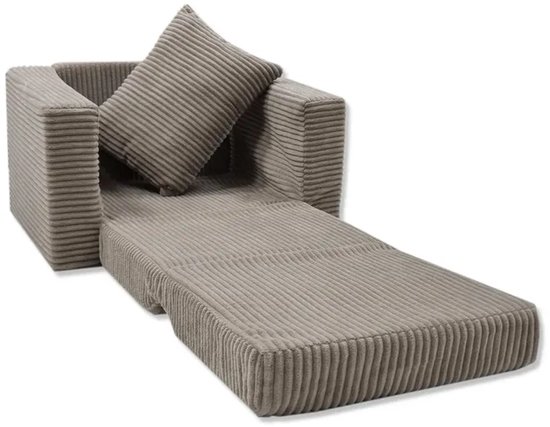 Kinderstoel Zitbank Opvouwbaar Zachte Puf voor Kinderen, Multifuntionele Relaxstoel en Matras, beige van Merkloos — afbeelding 4