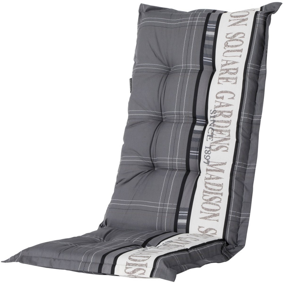 Tuinstoelkussen hoge rug grijs Tuin (4 stuks) Madison 123 x 50 cm | Topkwaliteit Madison tuinkussen 50% Katoen 50% Polyester