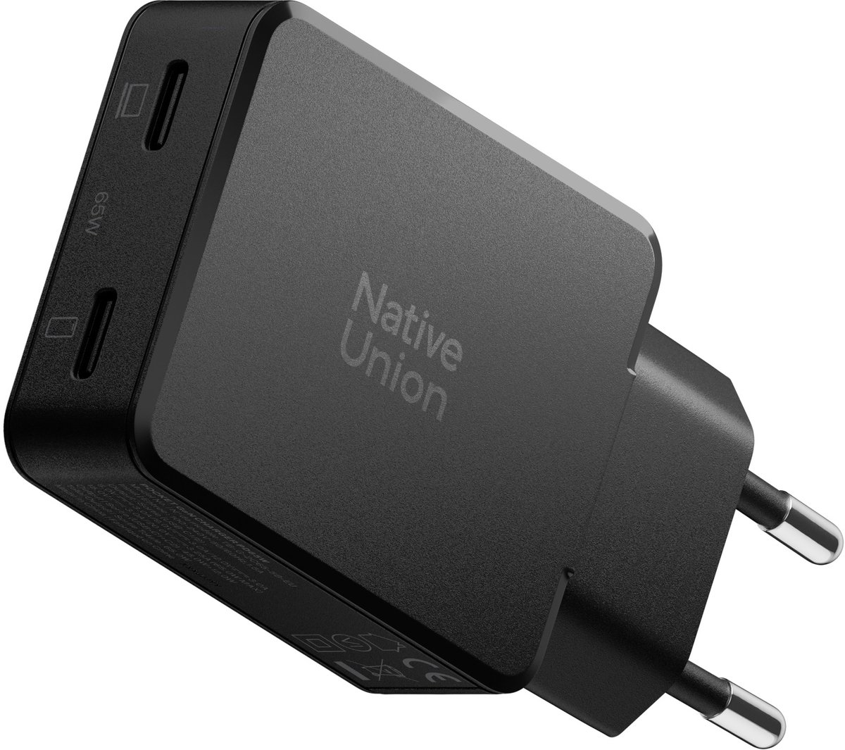 Native Union Pocket Gan-Oplader 65W 2X Usb-C Zwart