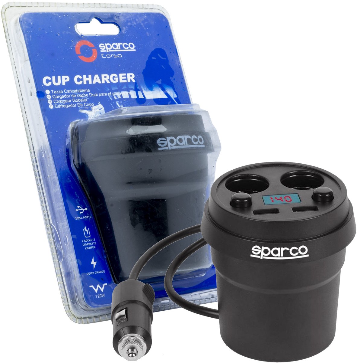 Sparco Beker lader - 3.1A ABS ZWART