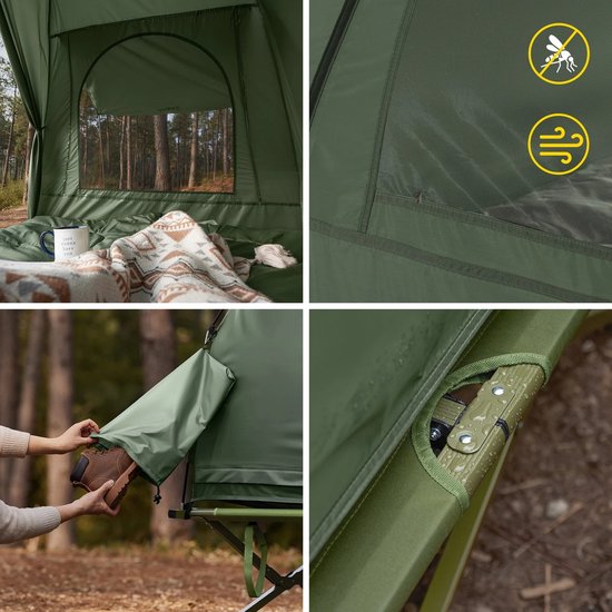 Sensova - 4-in-1 Kampeertent met Verhoogd Kampeerbed, Luchtbed, Slaapzak en Pomp - 2-Persoons Camping Tent - Waterdicht 1000mm - Inclusief Draagtas - Compact en Comfortabel Outdoor Slaapsysteem voor Reizen & Festivals van Merkloos — afbeelding 3