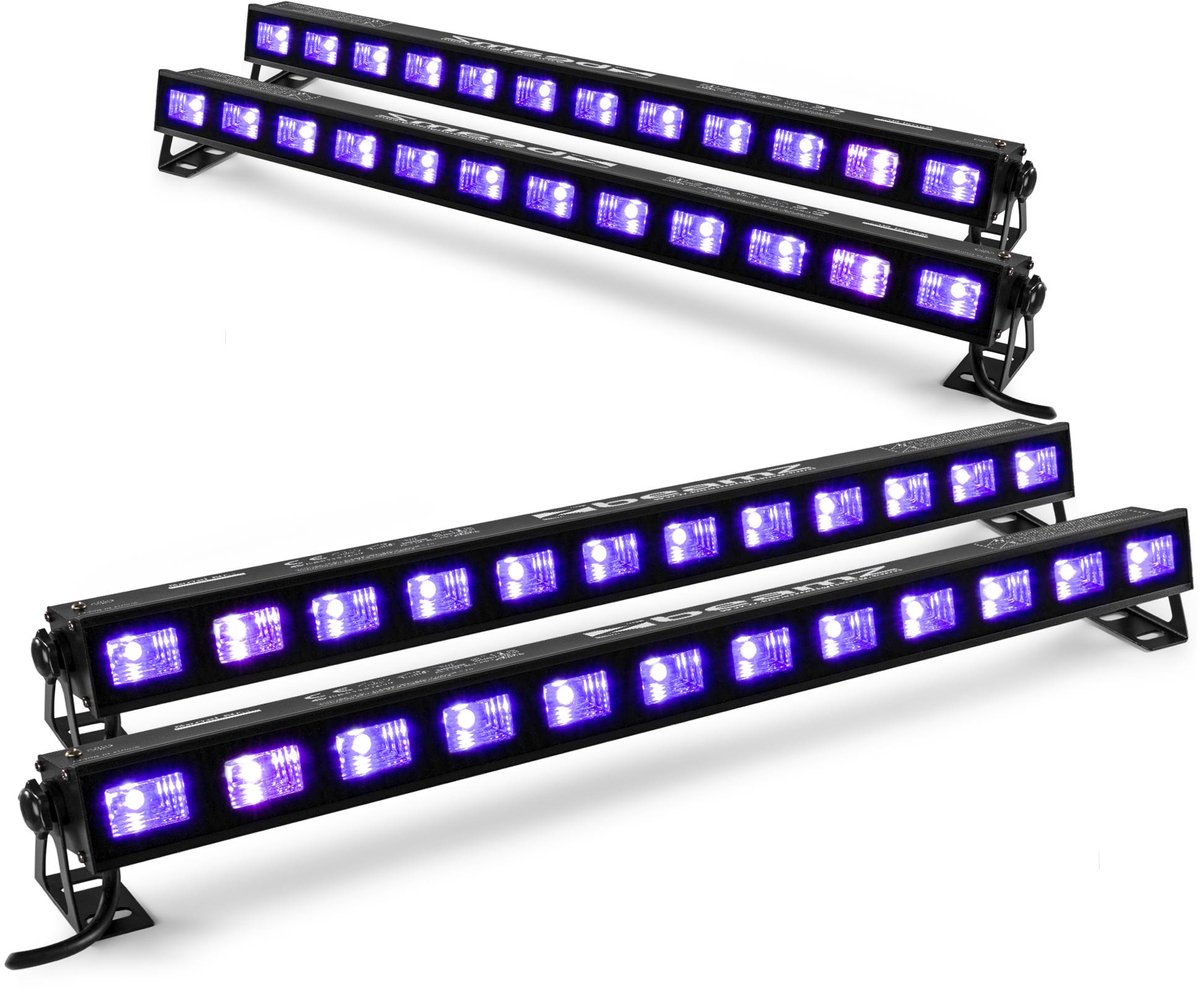 BeamZ set van 4 BUV123 LED UV blacklight bars - 12 x 3W