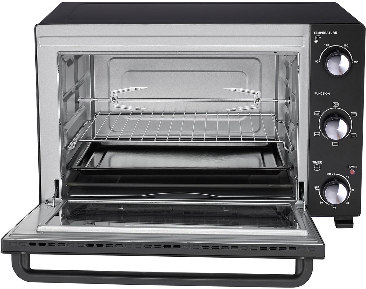 Elit optiOne elektrische mini oven 35L- 1500W- vrijstaande elektrische oven- met timer en temperatuur regeling- grill, bak en toast-zwart – foto 3