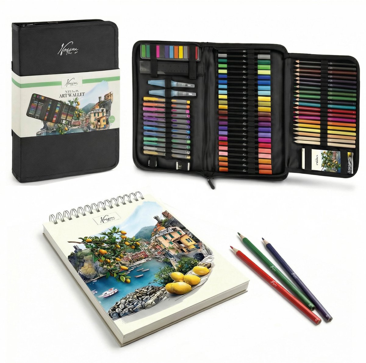 Nassau Fine Art Professionele Tekenset 83pcs – Complete Tekenetui met Stiften, Potloden, Verf & Schetsboek – Creatieve Set voor Kinderen & Volwassenen – Ideaal voor onderweg — afbeelding 2