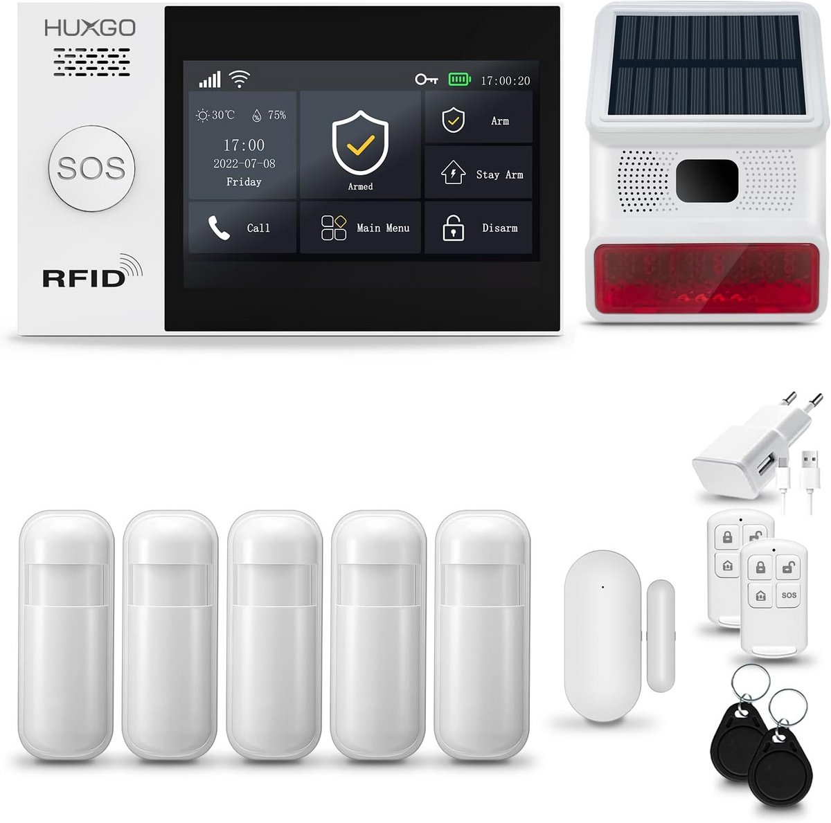 Alarmsysteem Kit - Beveiligingssysteem Woning - Huis Appartement Beveiligen - Dubbele Connectiviteit WiFi GSM - 43 Inch Touchscreen