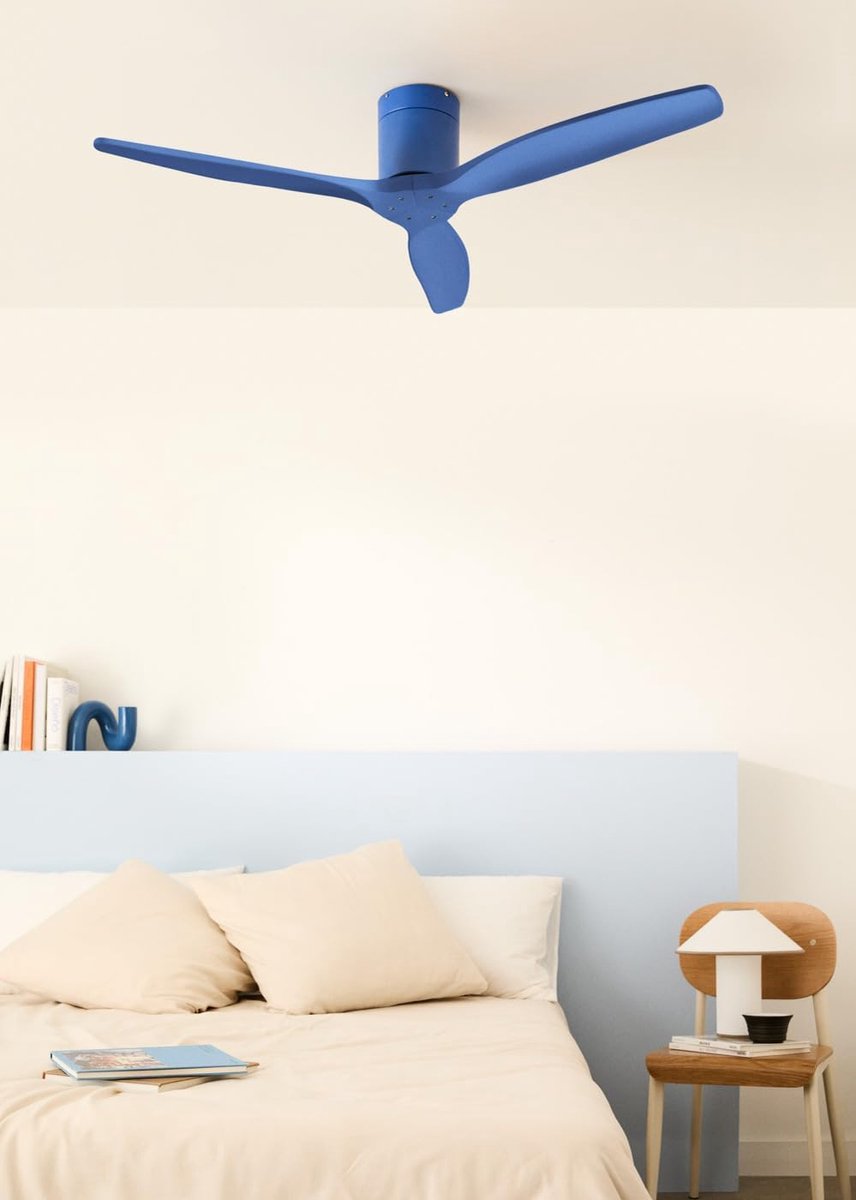 Plafondventilator - Ventilator met licht - Zomer en winter - Stille DC-motor - 132 cm diameter - Kobaltblauw – foto 5
